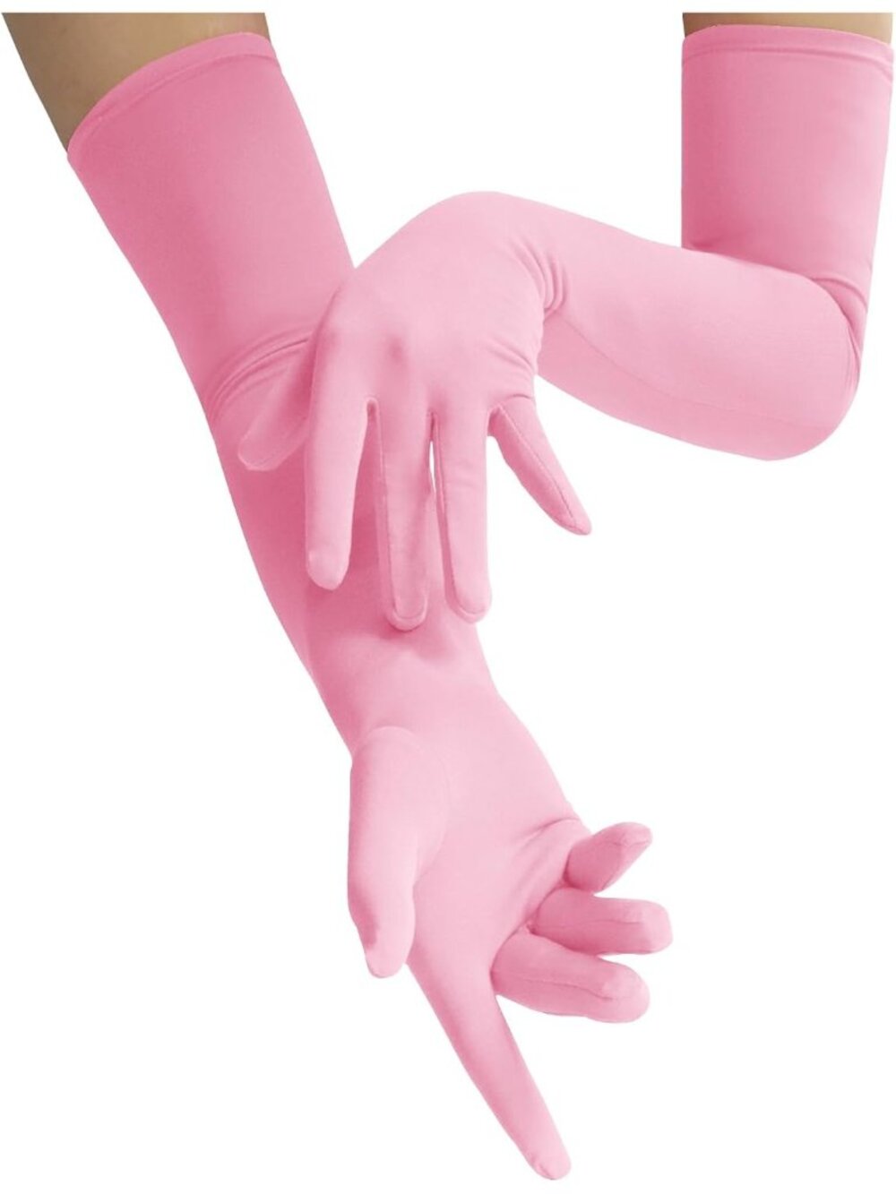 Women's Pink Halloween Costume Accessories Spandex Stretch Opera Gloves